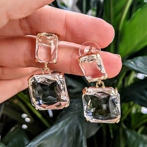 Square crystal earrings